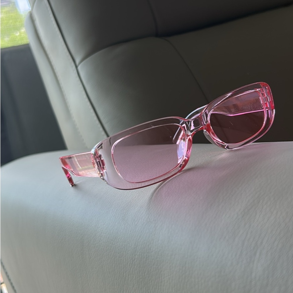 Pink Rectangular Sunglasses - Picture 3 of 5